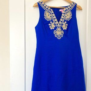 Lily Pulitzer Royal Blue with Gold Accent Midi Dress
